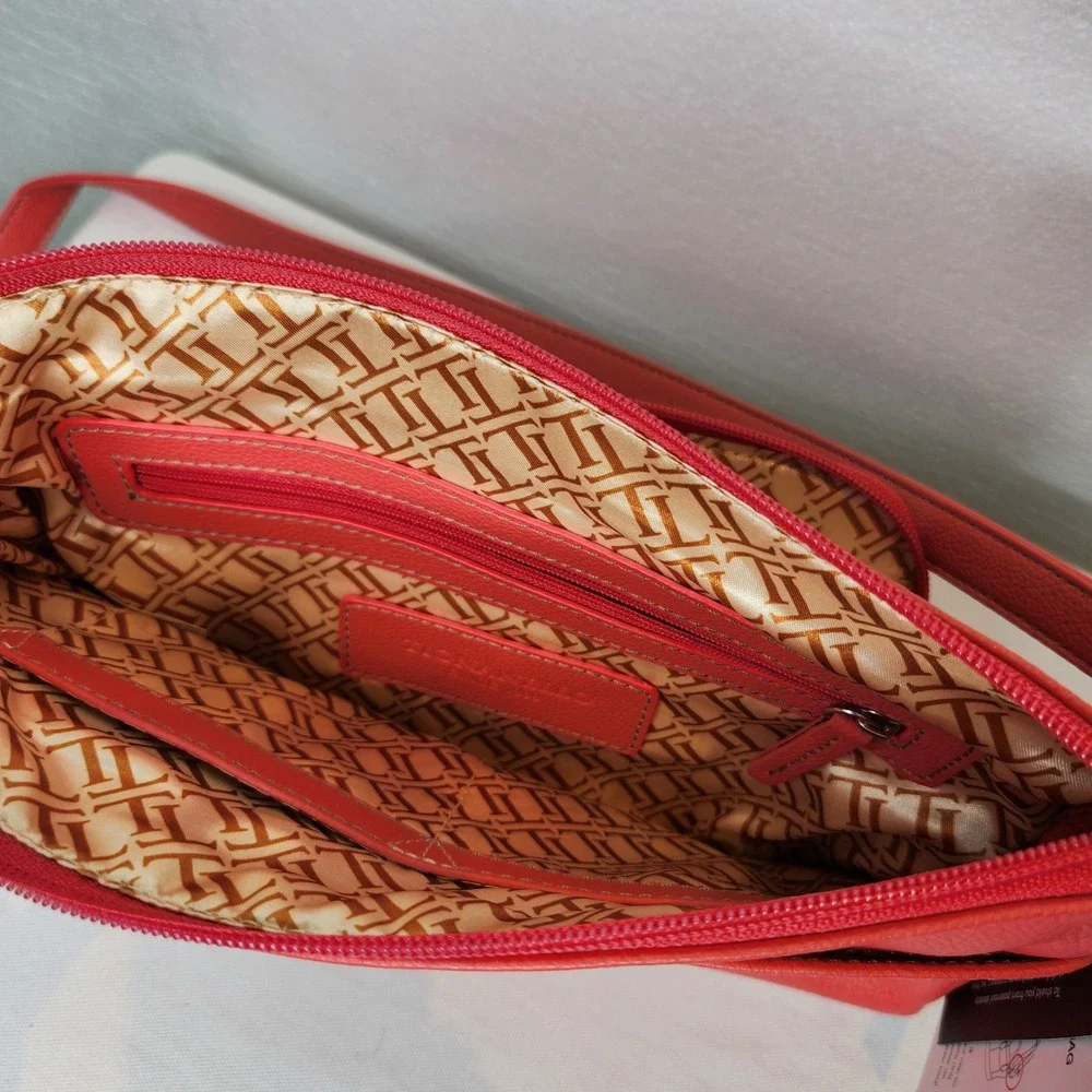 Tignanello Heritage Orange Leather Crossbody Bag RFID NEW WITH TAGS - Picture 5 of 13